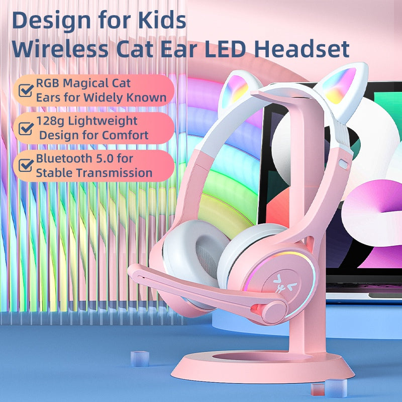 SY-T30 Cute Cat Ears Children Headset Lightweight Bluetooth 5.0 Headphone with RGB Light SY-T30 Cute Cat Ears Children Headset Lightweight Bluetooth 5.0 Headphone with RGB Light